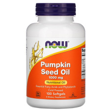 Комплекс для профілактики тиску та кровообігу NOW Foods Pumpkin seed oil 1000 mg 100 Softgels