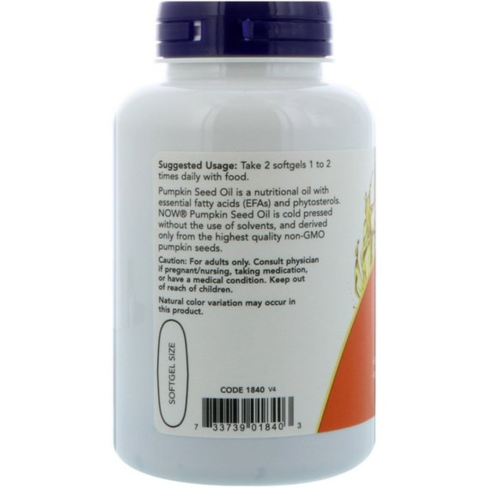 Комплекс для профілактики тиску та кровообігу NOW Foods Pumpkin seed oil 1000 mg 100 Softgels
