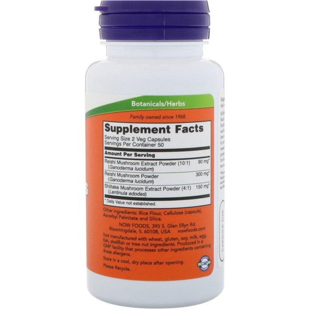 Грибний комплекс NOW Foods Rei-Shi Mushrooms 270 mg 100 Veg Caps