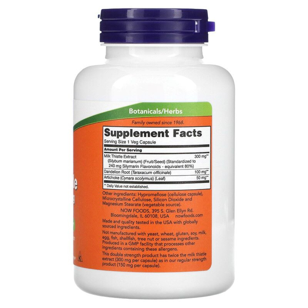 Розторопша NOW Foods Silymarin Milk Thistle 300 mg 50 Veg Caps