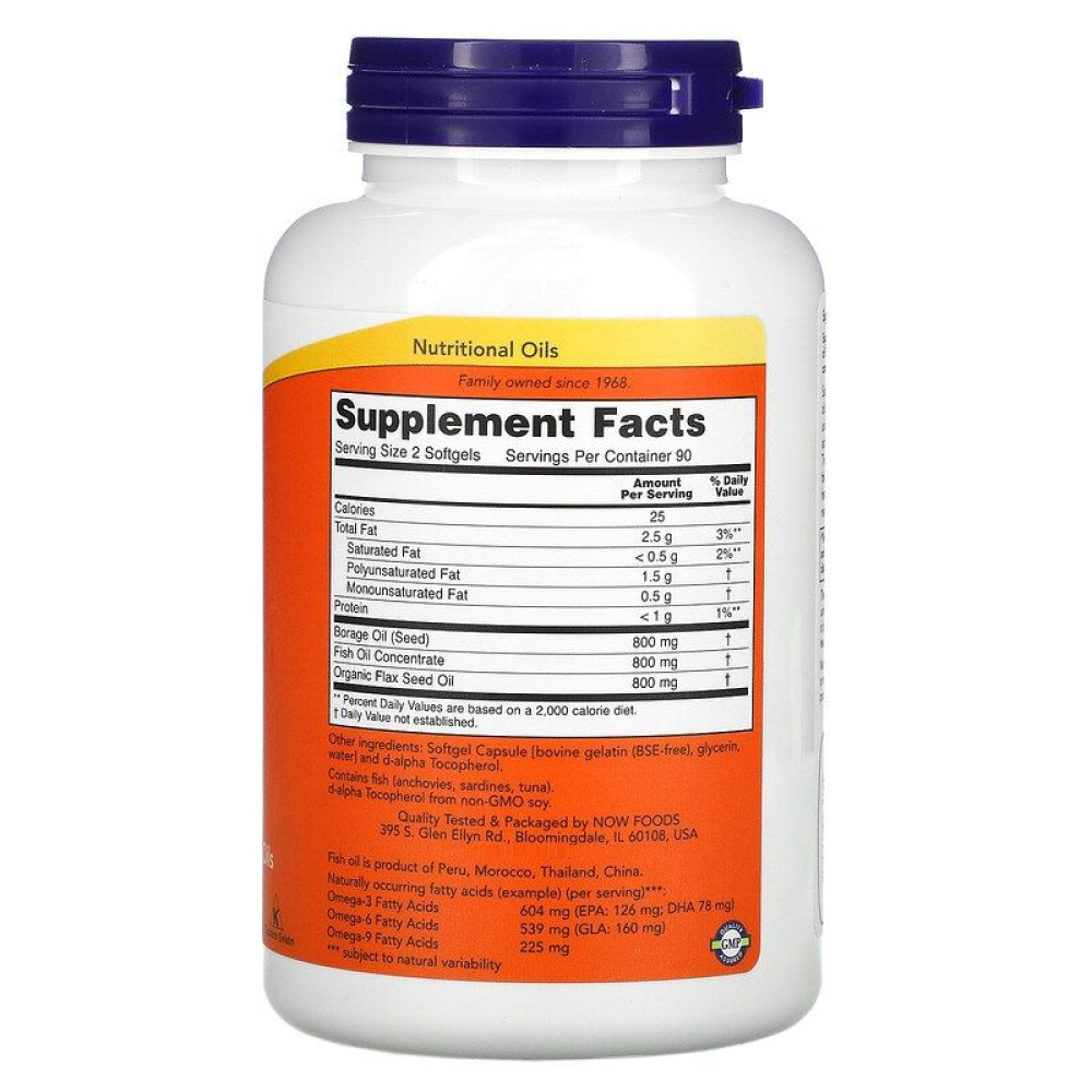 Омега 3-6-9 NOW Foods Super Omega 3-6-9 1200 mg 180 Softgels