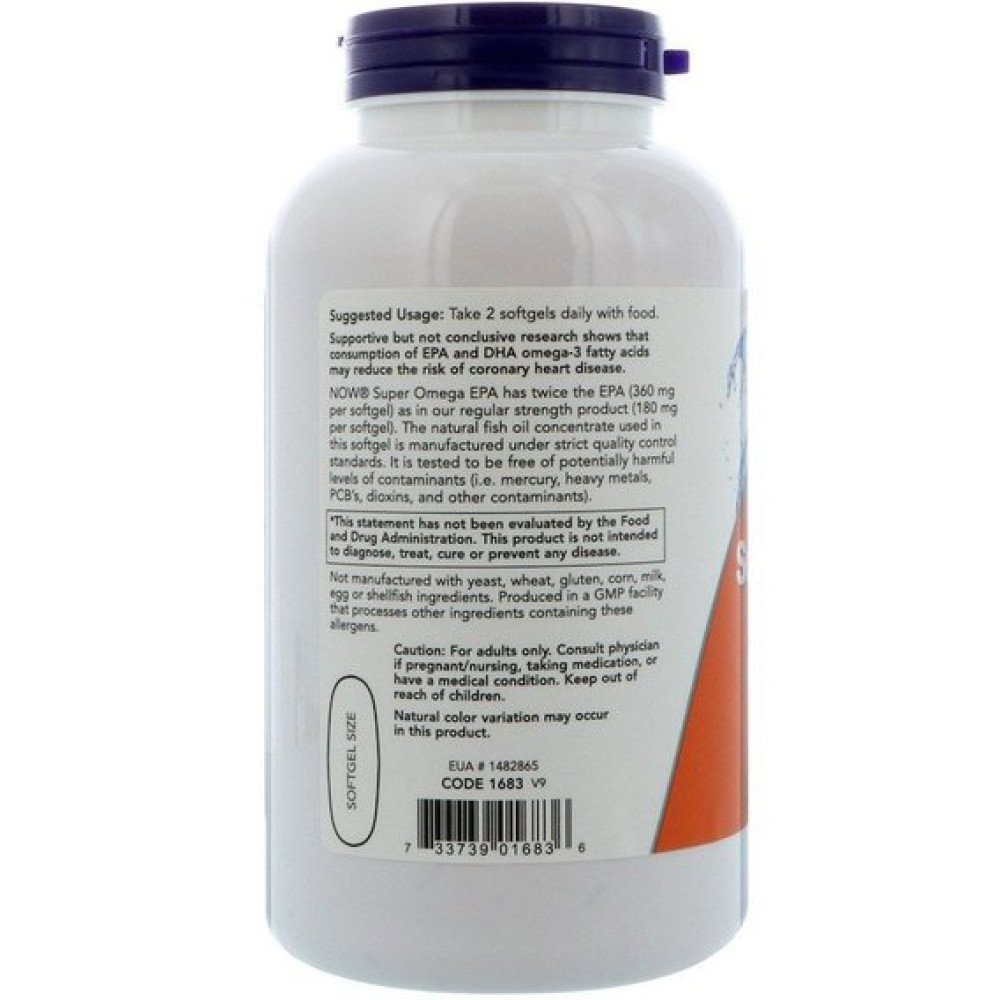 Омега 3 NOW Foods Super Omega EPA 1200 mg 360/240 120 Softgels