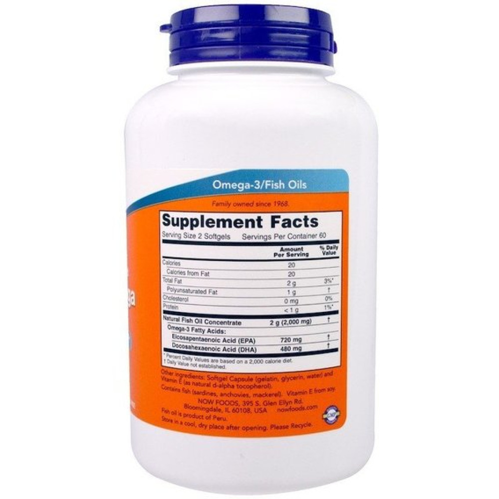 Омега 3 NOW Foods Super Omega EPA 1200 mg 360/240 120 Softgels