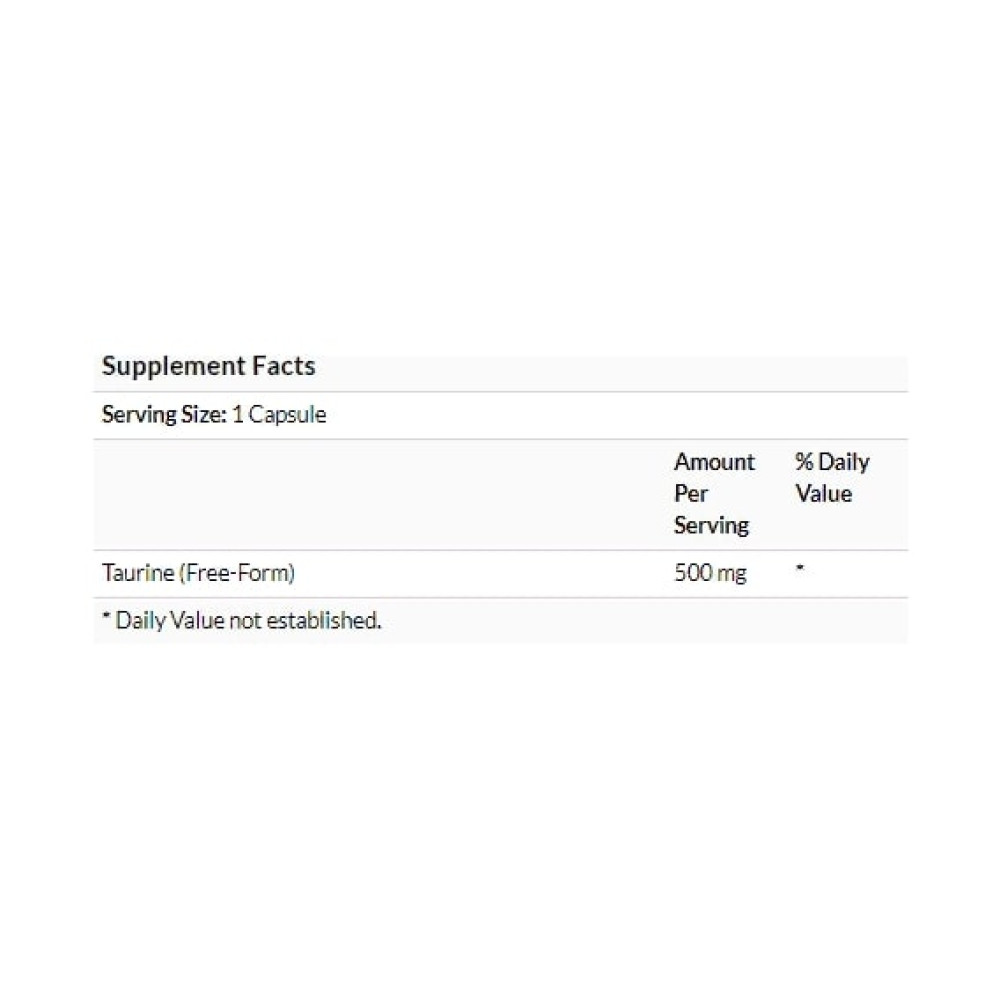 Таурін NOW Foods Taurine 500 mg 100 Caps NOW-00140