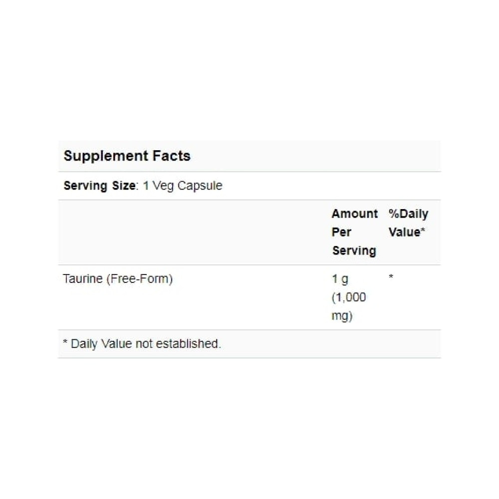 Таурін NOW Foods Taurine, Double Strength 1000 mg 100 Veg Caps NF0142
