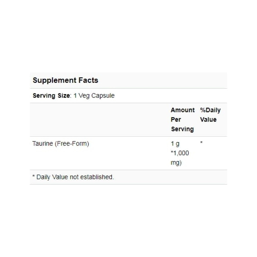 Таурін NOW Foods Taurine, Double Strength 1000 mg 250 Veg Caps NF0143