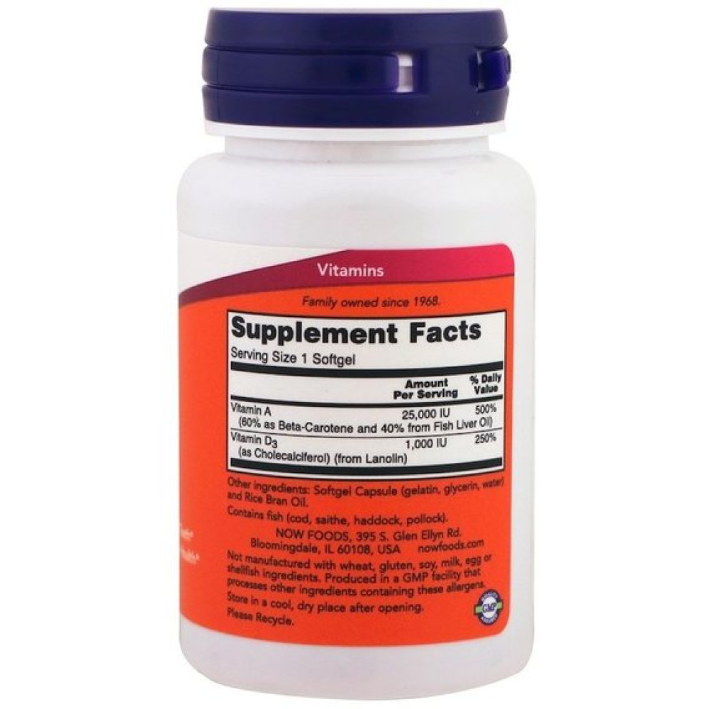 Комплекс Вітамін A+D NOW Foods Ultra A And D-3 100 Softgels NOW-00361