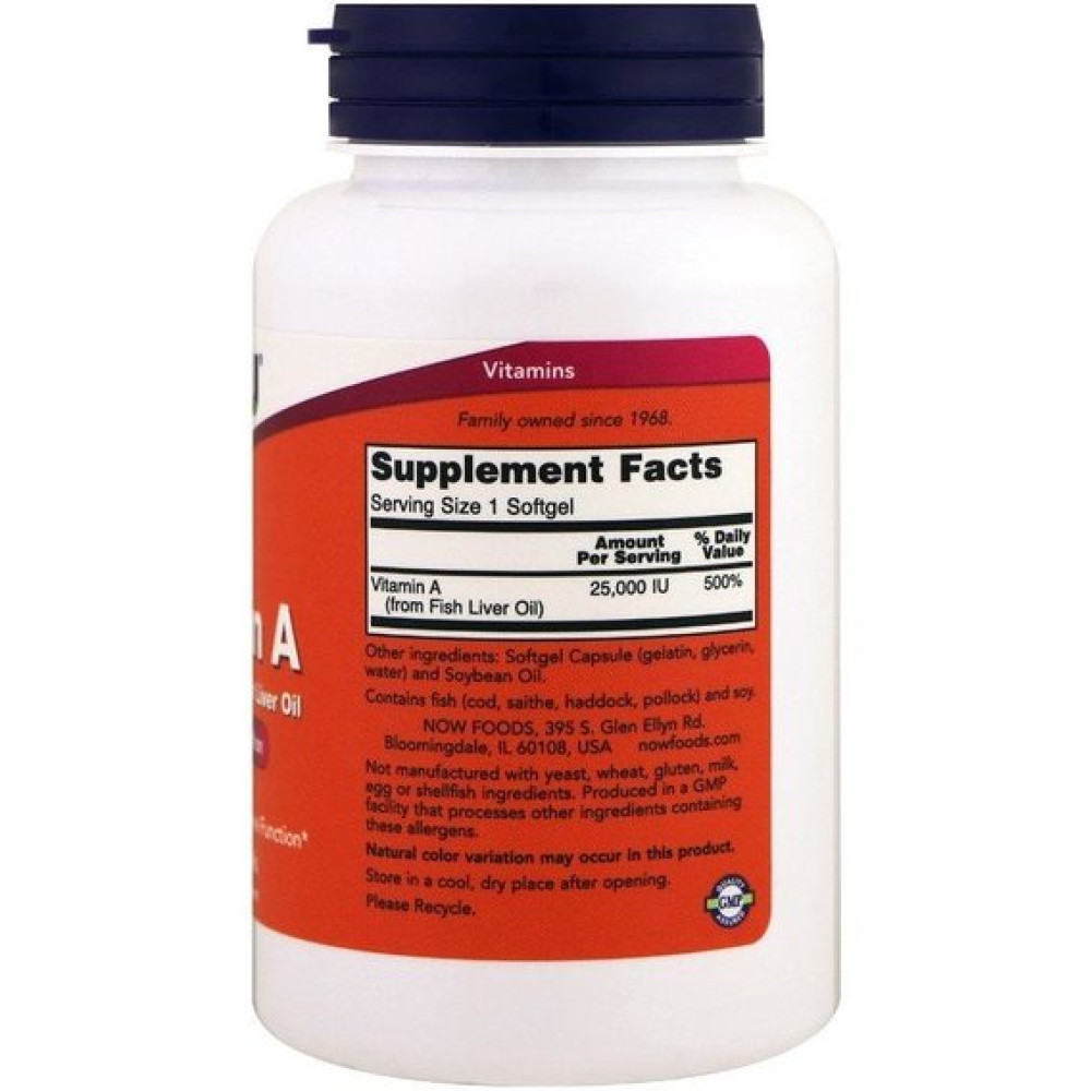 Вітамін A NOW Foods Vitamin A 25,000 IU 250 Softgels