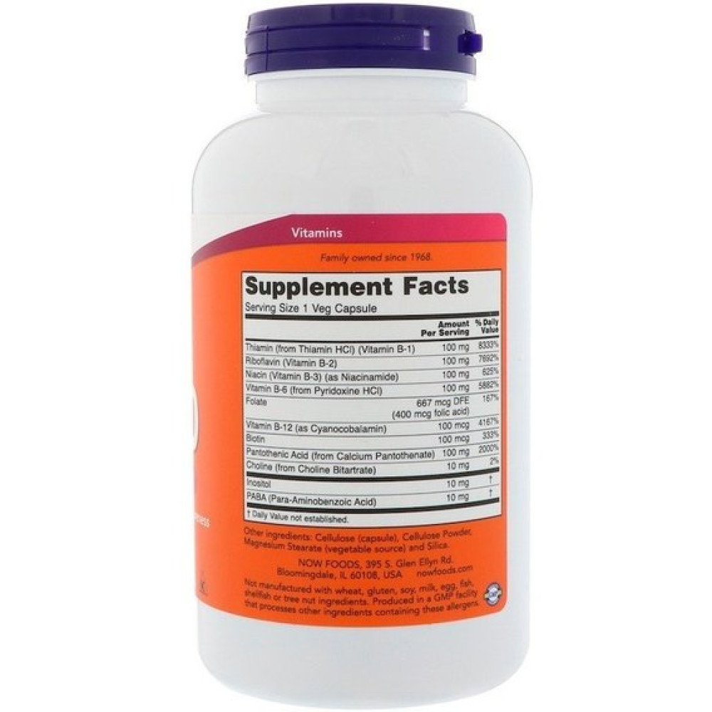 В комплекс NOW Foods Vitamin B-100 250 Veg Caps