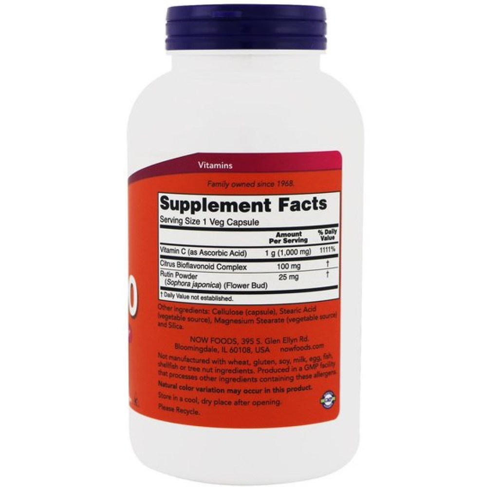 Вітамін C NOW Foods Vitamin C-1000 250 Veg Caps