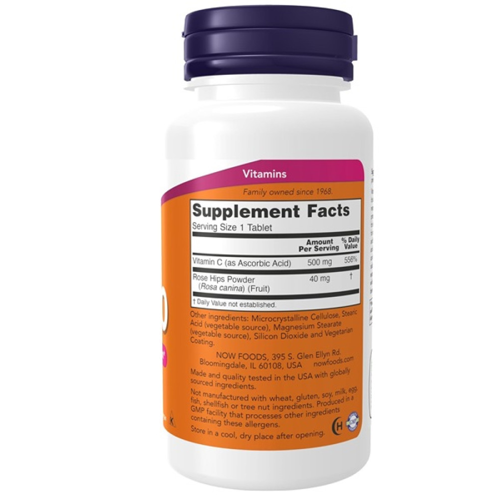 Вітамін C NOW Foods Vitamin C-500 Rose Hips 100 Tabs