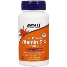 Вітамін D NOW Foods Vitamin D-3 1000 IU 360 Softgels