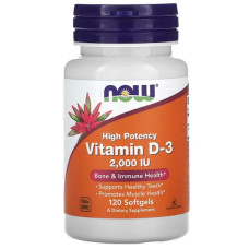 Вітамін D NOW Foods Vitamin D-3 2000 IU 120 Softgels