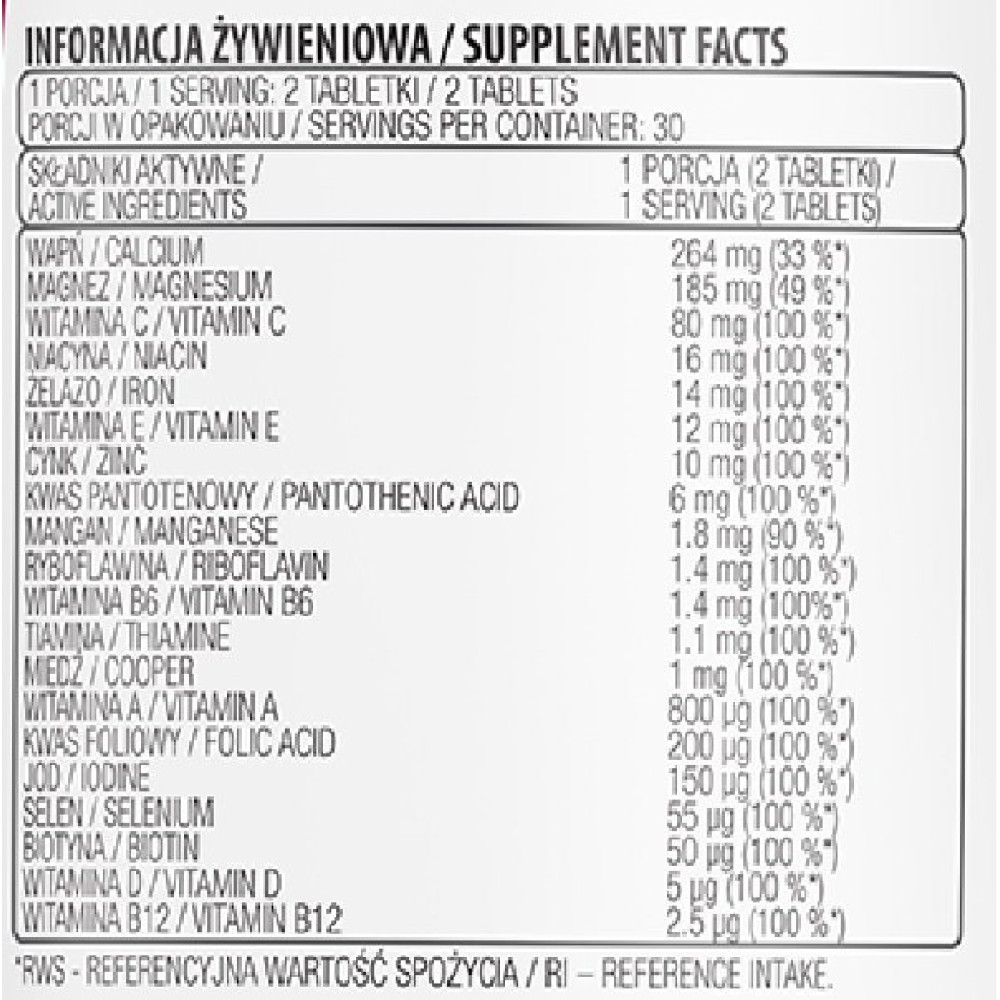Вітамінно-мінеральний комплекс для спорту OstroVit 100% Vit&Min 30 Tabs