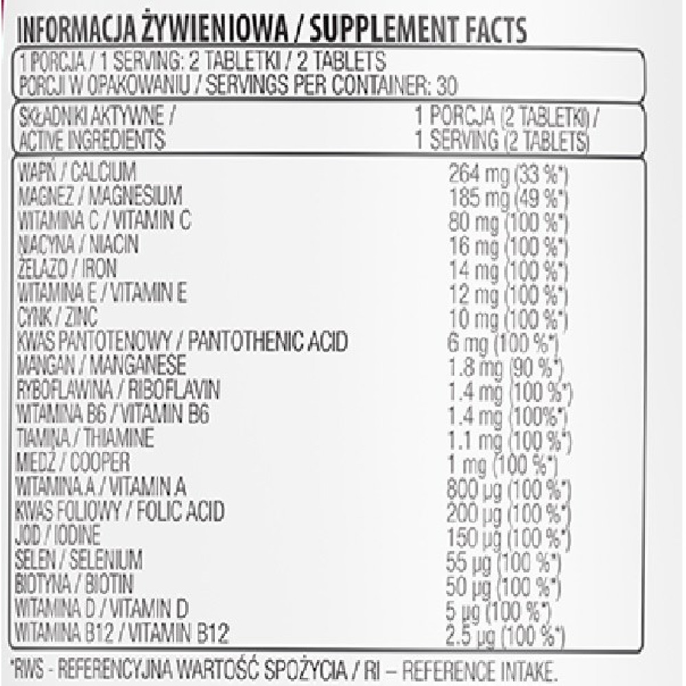 Вітамінно-мінеральний комплекс для спорту OstroVit 100% Vit&Min 90 Tabs