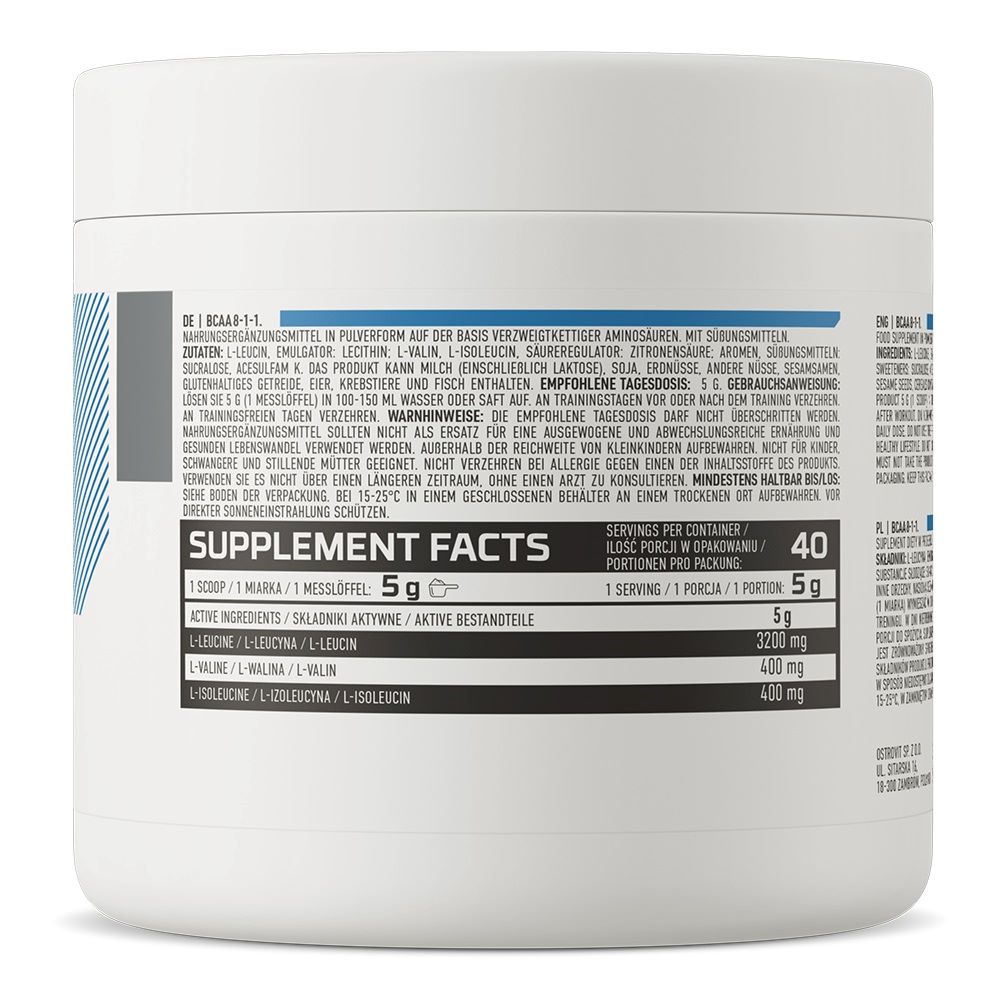 Амінокислота BCAA для спорту OstroVit BCAA 8-1-1 200 g /20 servings/ Lemon