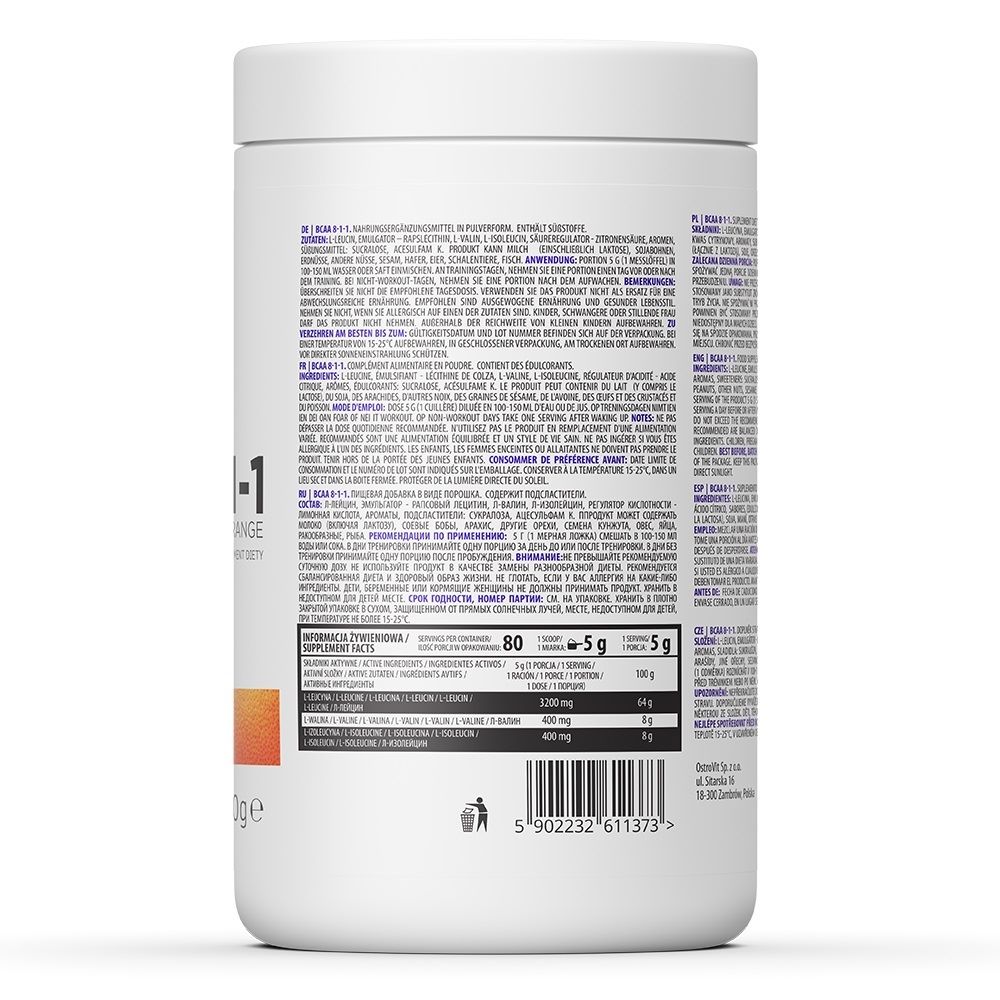 Амінокислота BCAA для спорту OstroVit BCAA 8-1-1 400 g /40 servings/ Orange