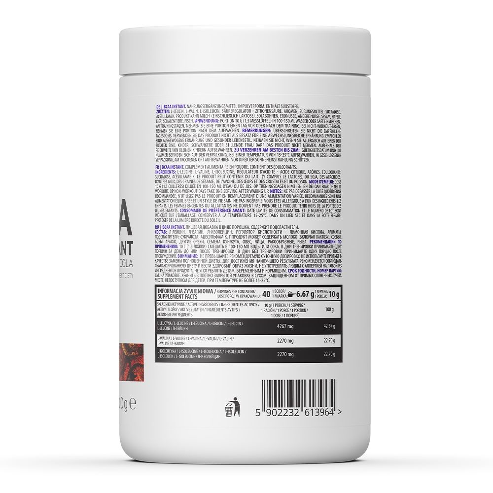 Амінокислота BCAA для спорту OstroVit BCAA Instant 400 g /40 servings/ Cola