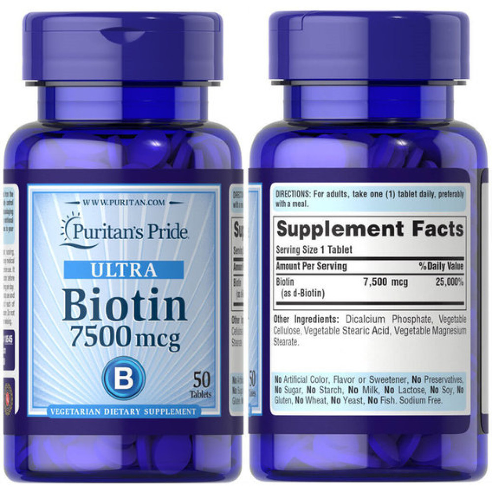 Біотин Puritan's Pride Biotin 7500 mcg 50 Tabs PTP-18545