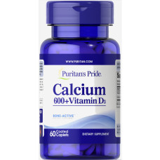Мікроелемент Кальцій Puritan's Pride Calcium Carbonate 600 mg + Vitamin D 60 Caplets