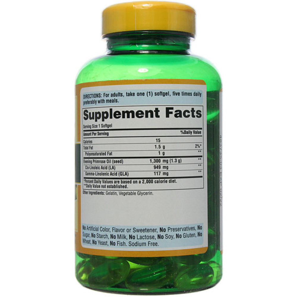 Олія вечірньої примули Puritan's Pride Evening Primrose Oil 1300 MG With GLA 120 Softgels
