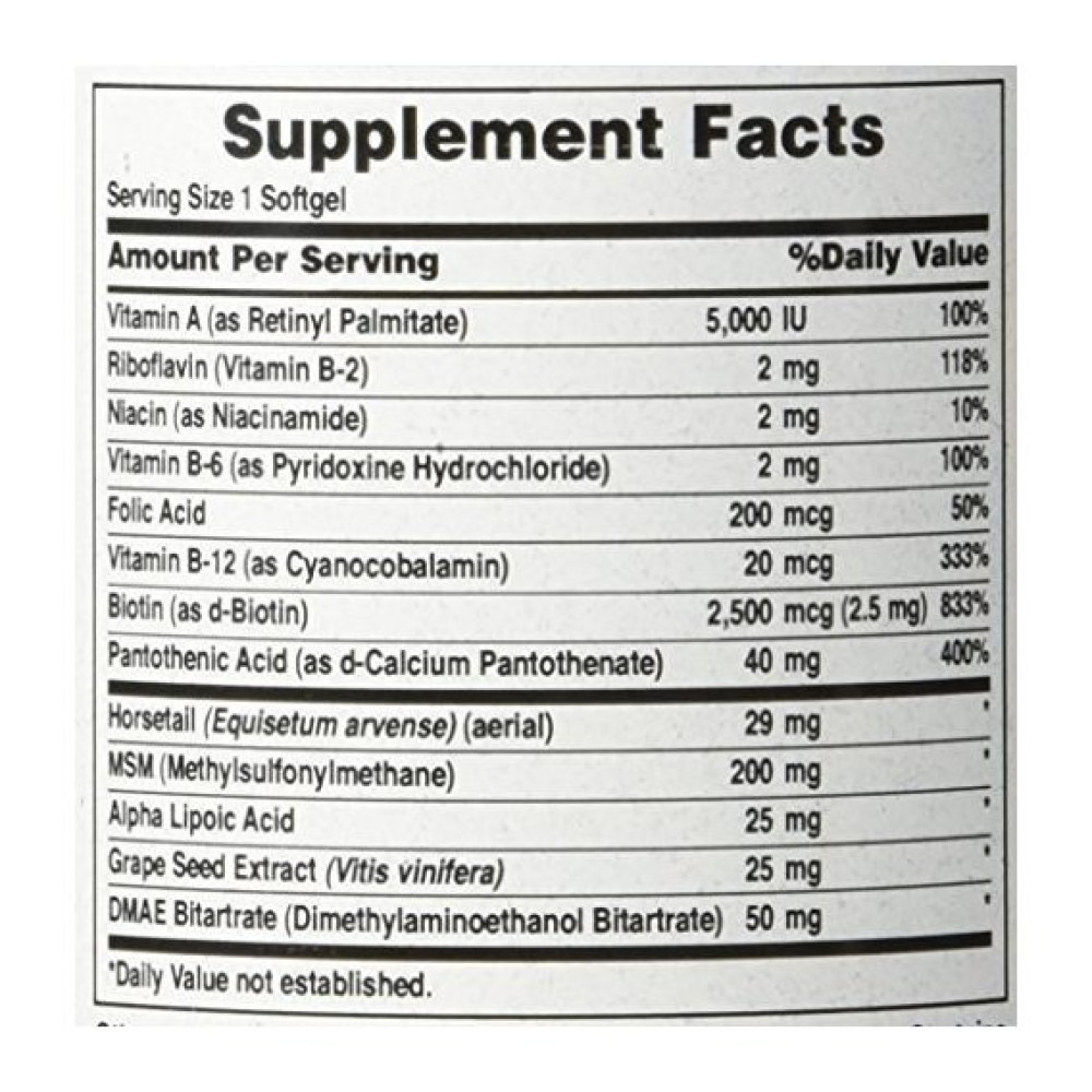 Комплекс для шкіри, волосся, нігтів Puritan's Pride Hair, Skin & Nails One Per Day Formula 30 Softgels