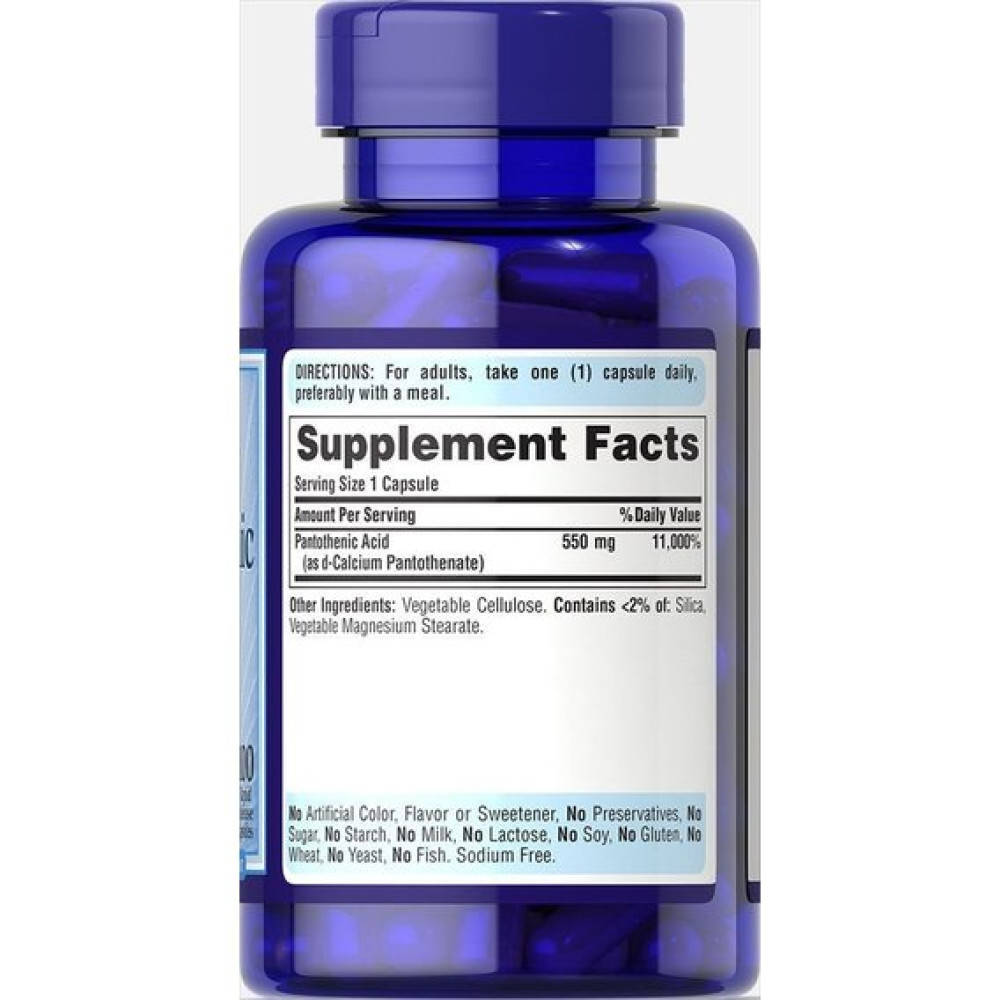 Пантотенова кислота Puritan's Pride Pantothenic Acid Rapid Release 550 mg 100 Caps