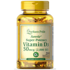 Вітамін D Puritan's Pride Vitamin D3 2000 IU 200 Softgels
