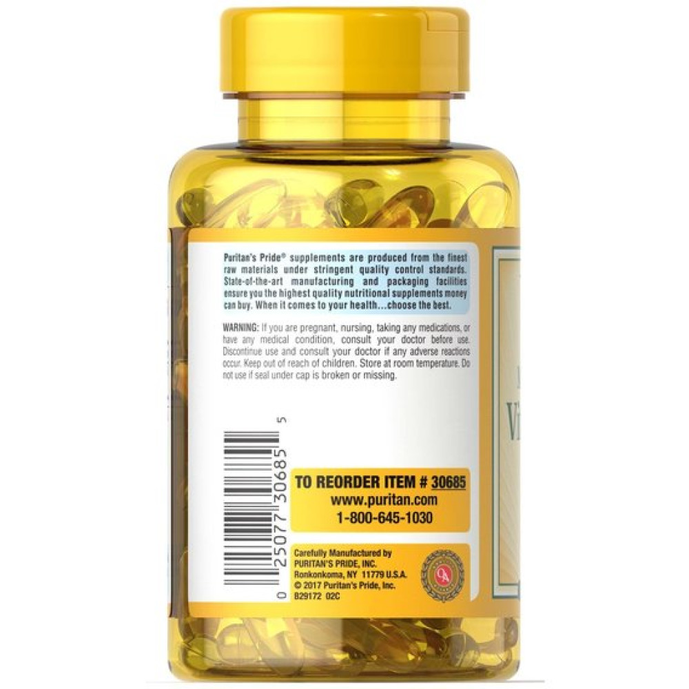 Вітамін D Puritan's Pride Vitamin D3 5000 IU 200 Softgels