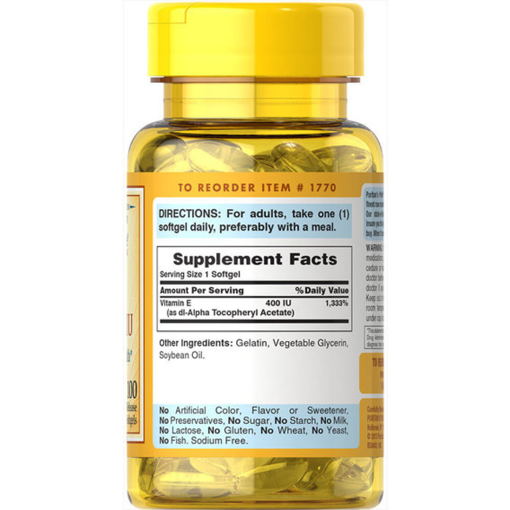 Вітамін E Puritan's Pride Vitamin E 1000 IU 50 Softgels