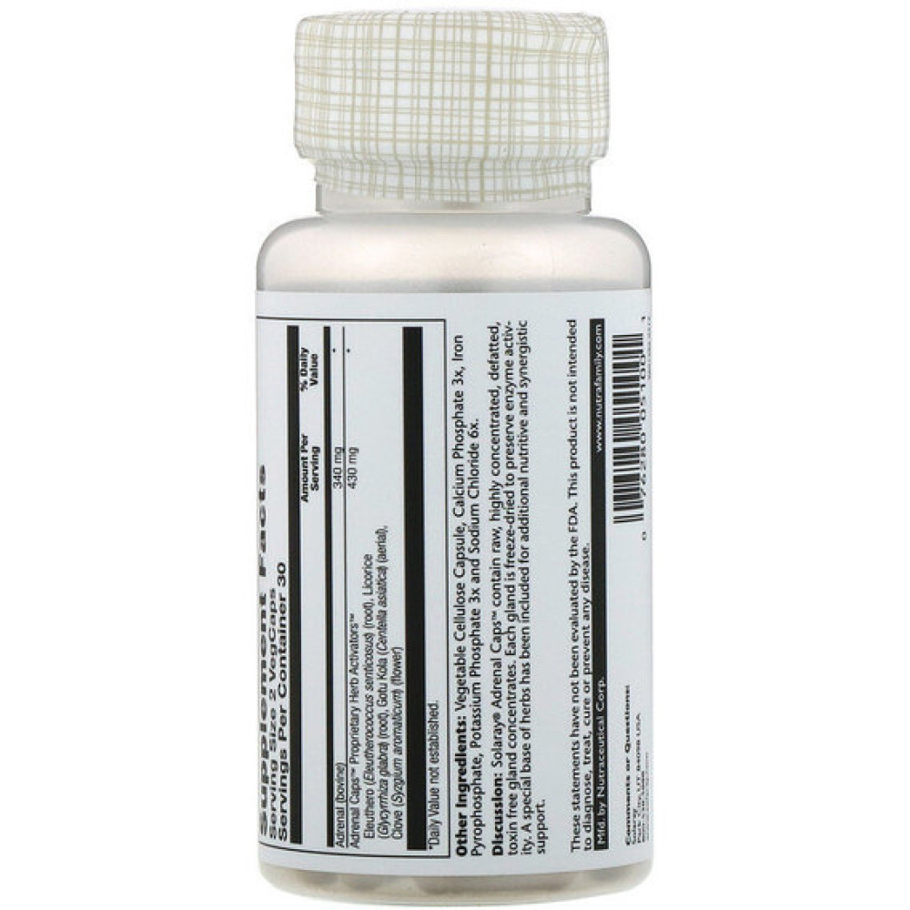Комплекс для профілактики надниркових залоз Solaray Adrenal Caps 60 Veg Caps SOR-05100