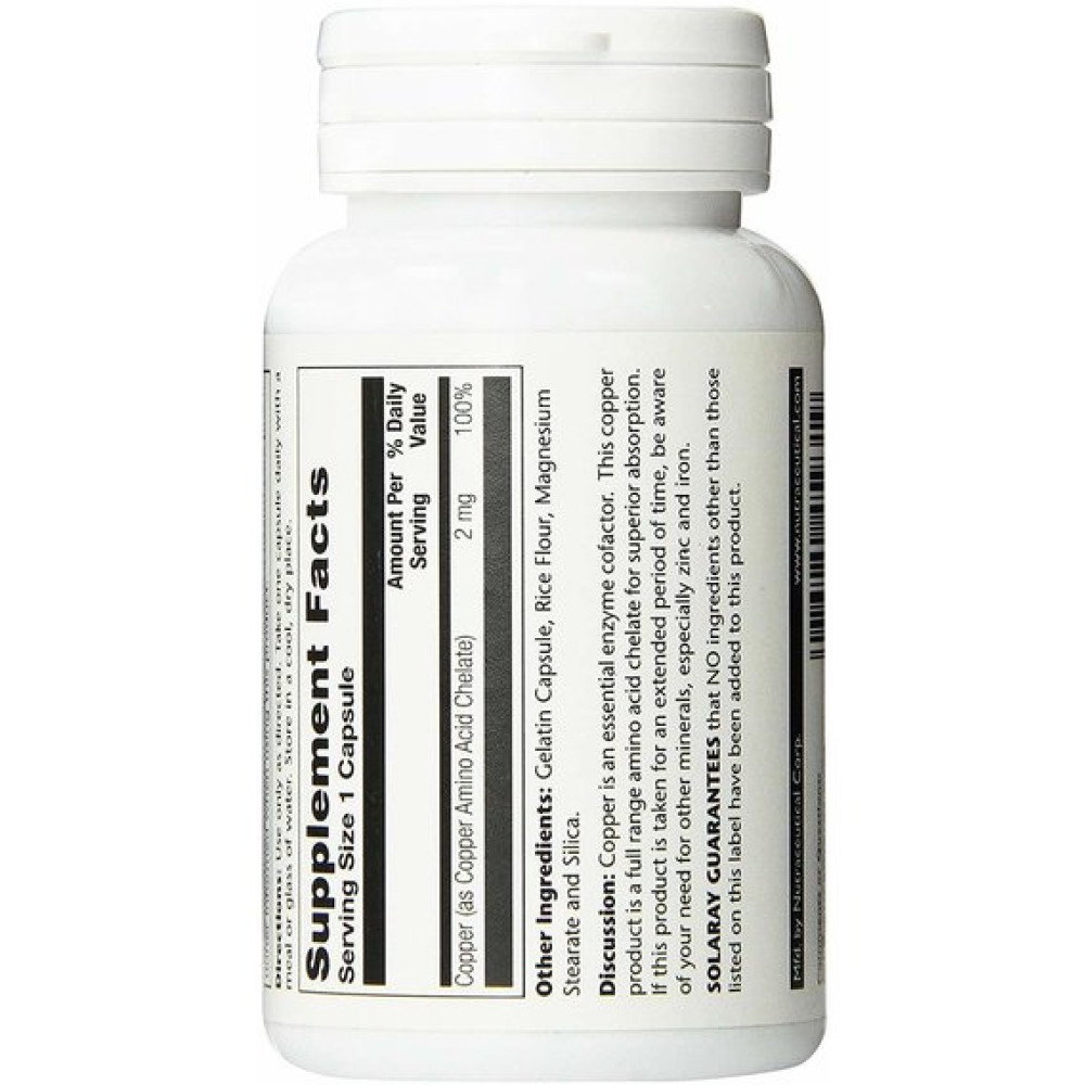 Мікроелемент Мідь Solaray Copper 2 mg 100 Caps