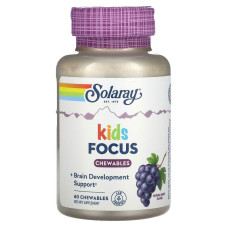 Комплекс для профілактики роботи головного мозку Solaray Focus For Children 60 Chewables Grape Flavor