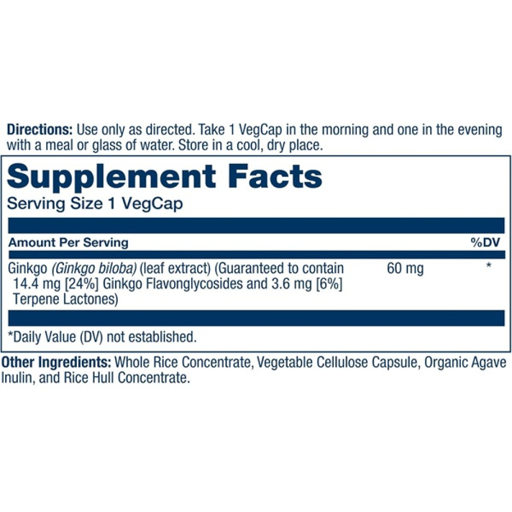 Гінкго Білоба Solaray Ginkgo Biloba Leaf Extract 60 mg 60 Veg Caps SOR-03600