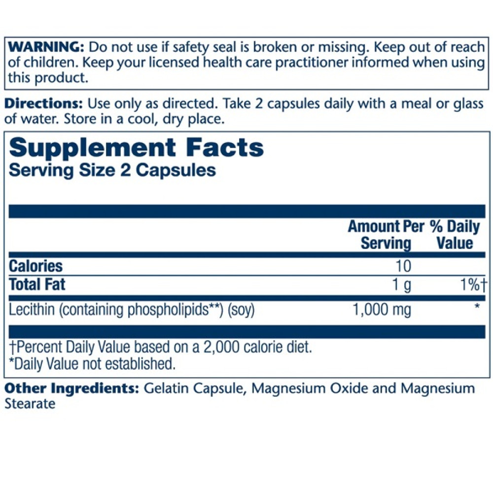 Лецитин Solaray Lecithin 1000 mg 250 Caps SOR-08301
