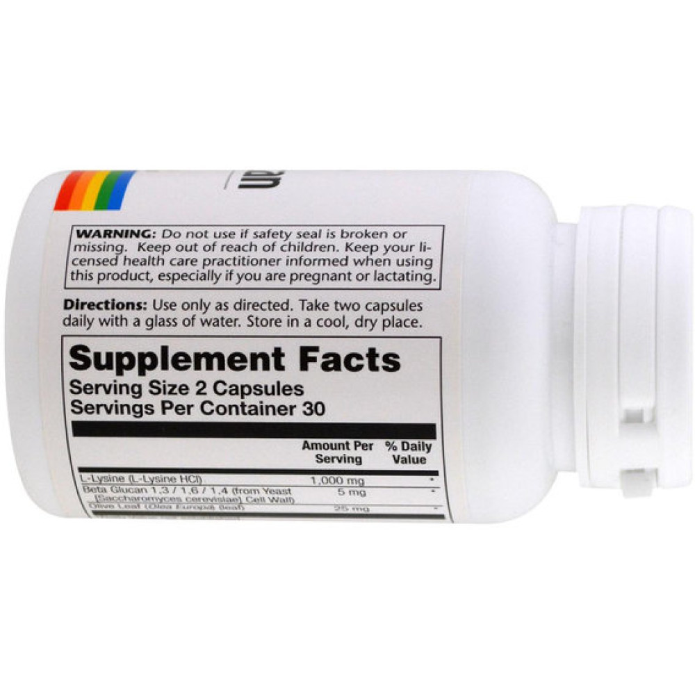 Амінокислота Лізін Solaray L-Lysine & Beta Glucan 1000 mg 60 Veg Caps