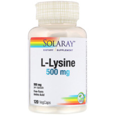 Амінокислота Лізін Solaray L-Lysine 500 mg 120 Veg Caps SOR-04941