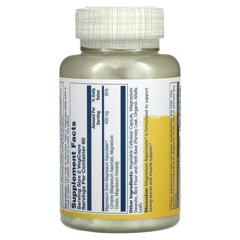 Мікроелемент Магній Solaray Magnesium Asporotate 400 mg 120 Veg Caps SOR-04621