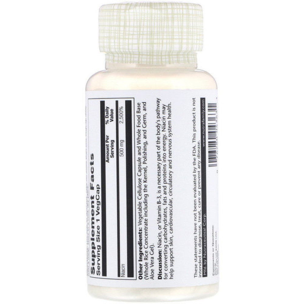 Ніацін Solaray Niacin 500 mg 100 Veg Caps SOR04363