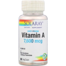 Вітамін A Solaray Dry Form Vitamin A, 25.000 IU 60 Veg Caps SOR-04130 Вітамін A Solaray Dry Form Vitamin A, 25.000 IU 60 Veg Caps SOR-04130