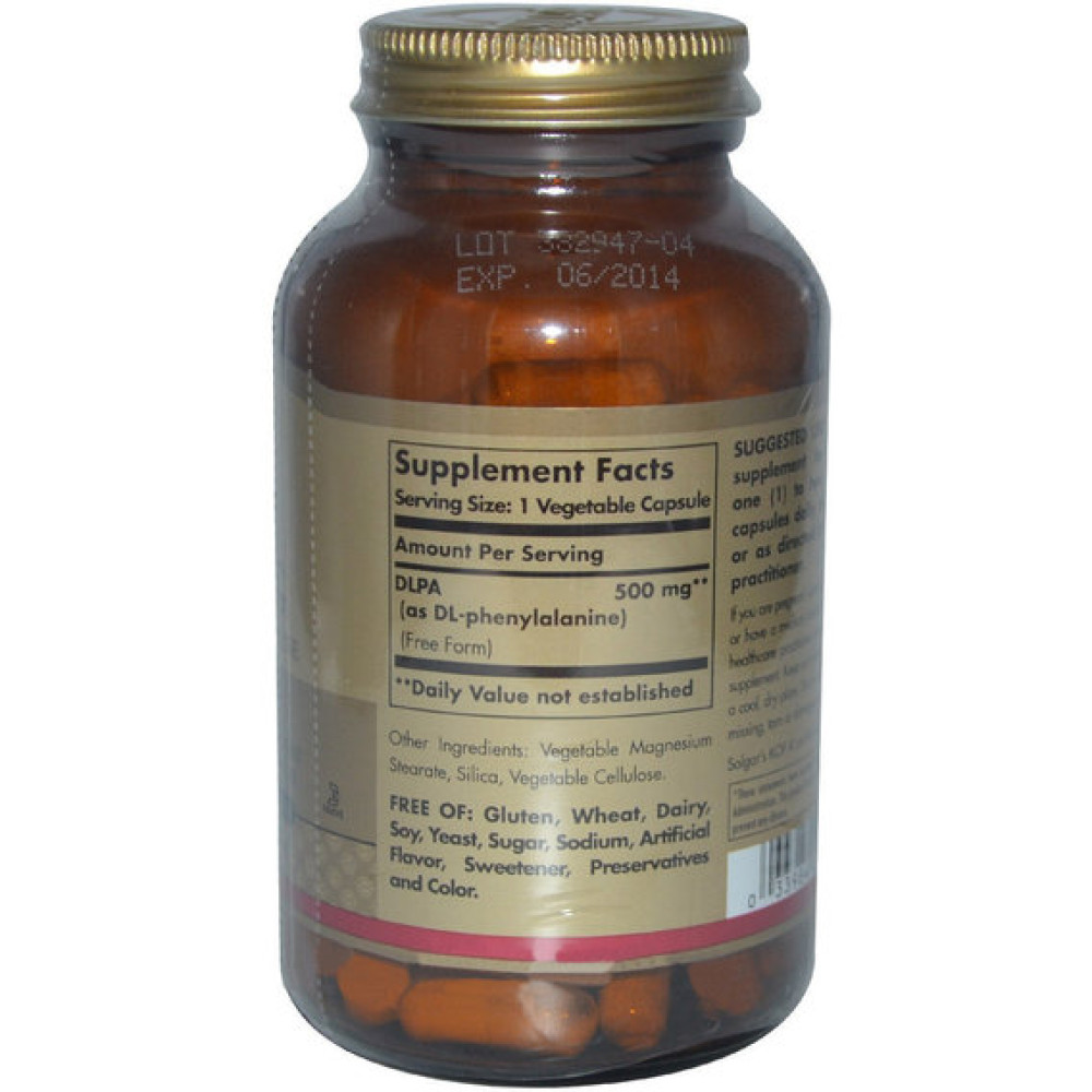 Фенілаланін Solgar DLPA Free Form 500 mg 100 Veg Caps