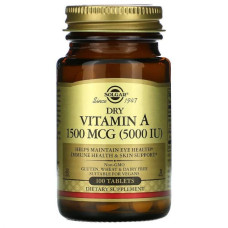 Вітамін A Solgar Dry Vitamin A 1500 mcg 100 Tabs Вітамін A Solgar Dry Vitamin A 1500 mcg 100 Tabs