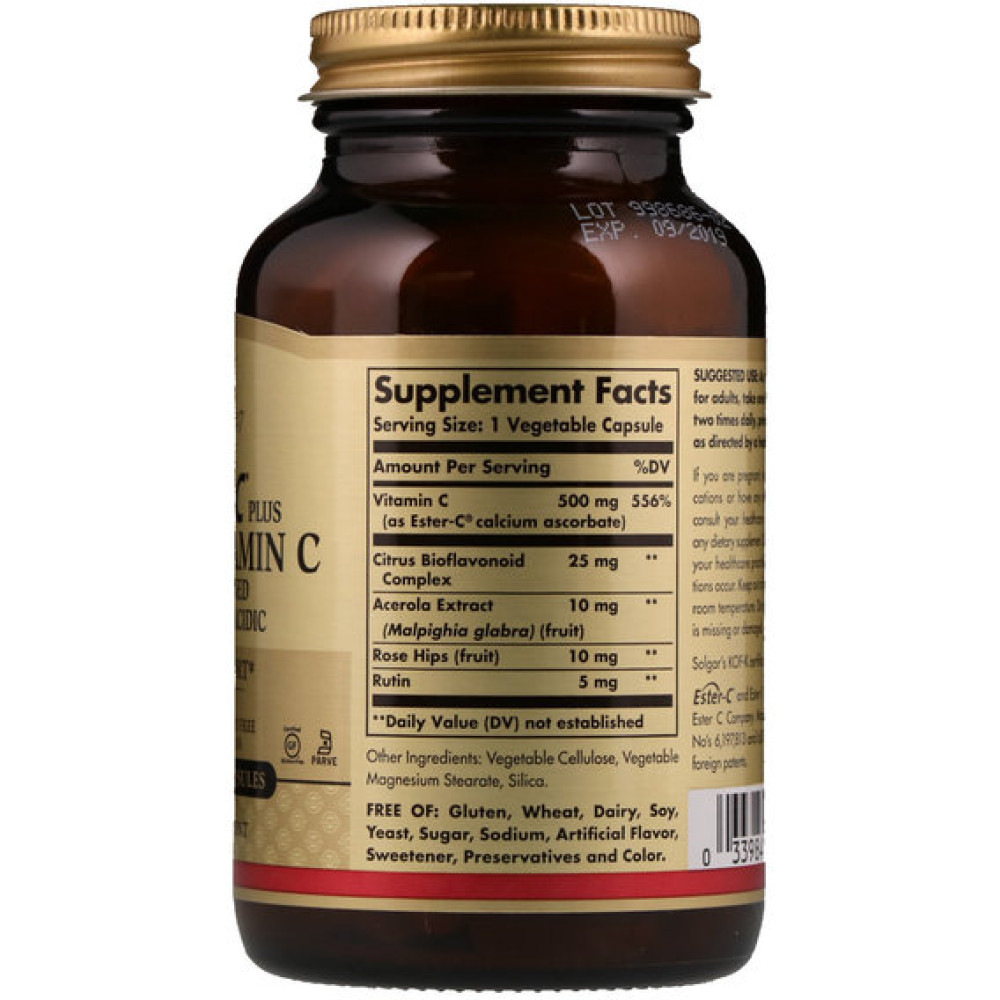 Вітамін C Solgar Ester-C Plus Vitamin C 500 mg 100 Veg Caps