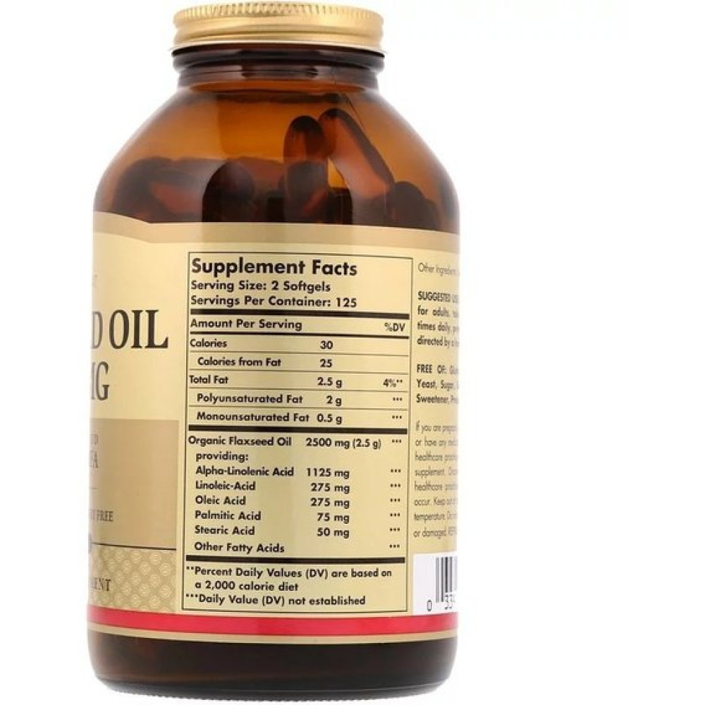 Лляна олія Solgar Flaxseed Oil 1250 mg 100 Softgels
