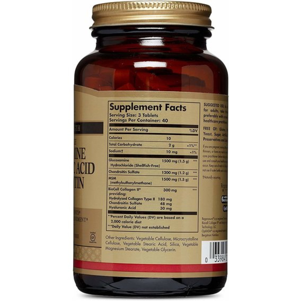 Препарат для суглобів та зв'зок Solgar Glucosamine Hyaluronic Acid Chondroitin MSM 120 Tabs