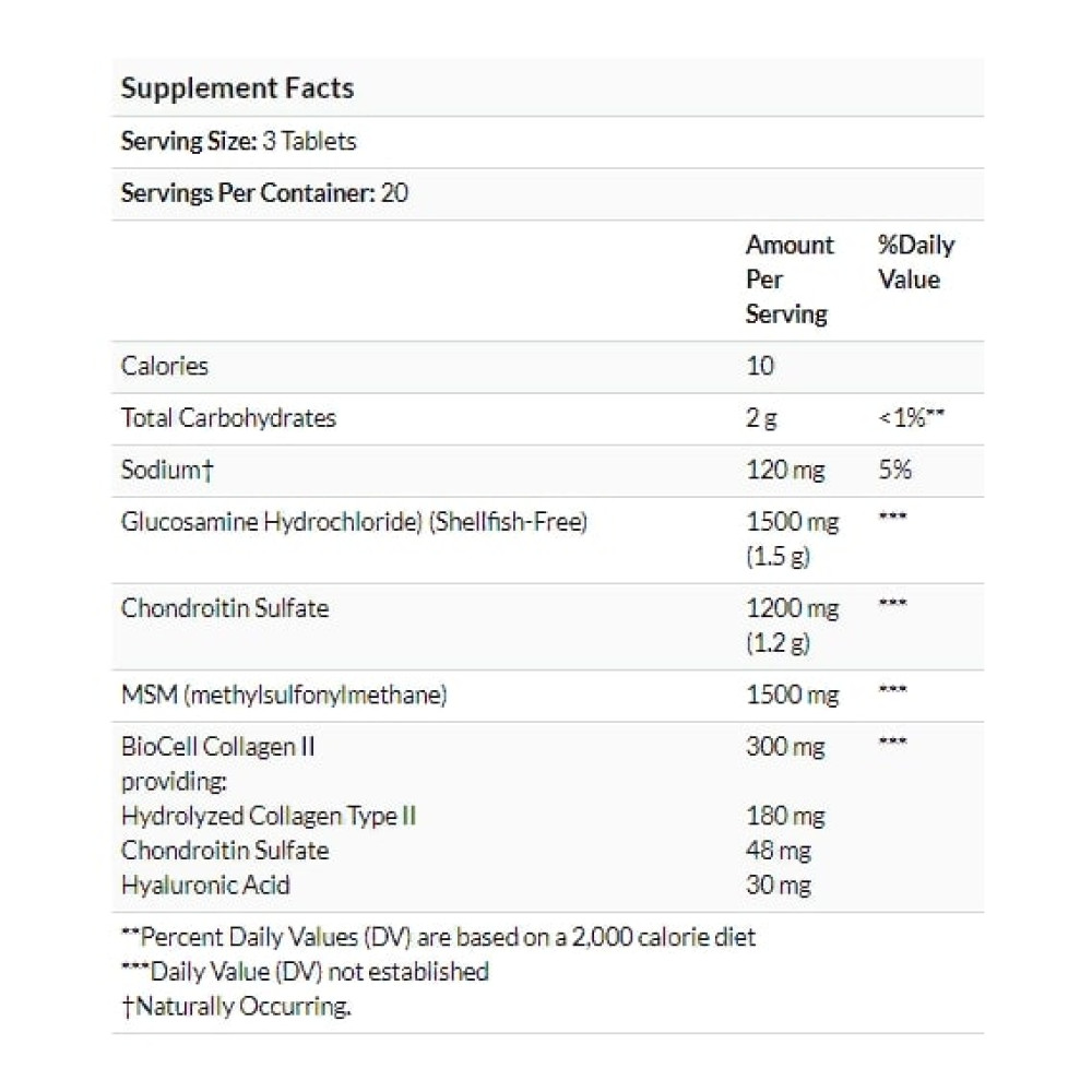 Препарат для суглобів та зв'зок Solgar Glucosamine Hyaluronic Acid Chondroitin MSM 60 Tabs SOL-01316