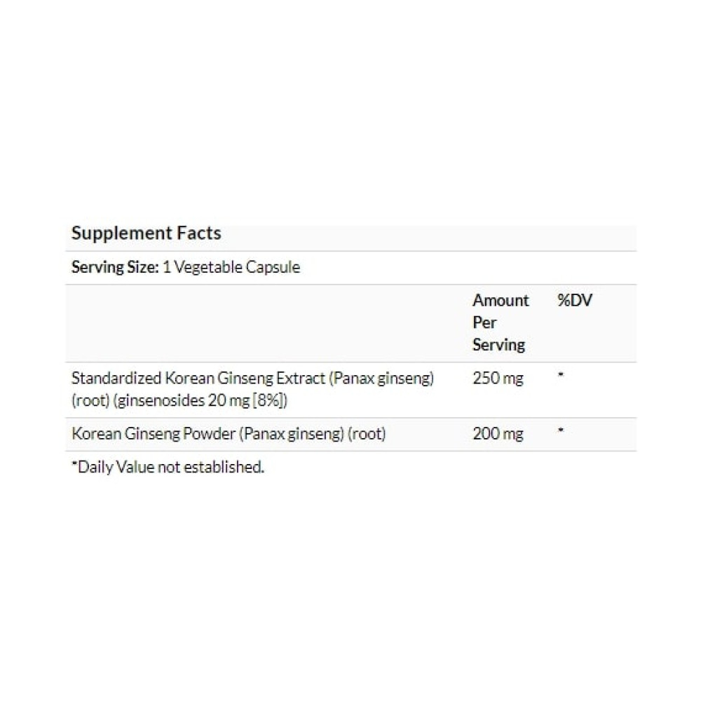 Комплекс для профілактики нервової системи Solgar Korean Ginseng Root Extract 60 Veg Caps SOL-04138