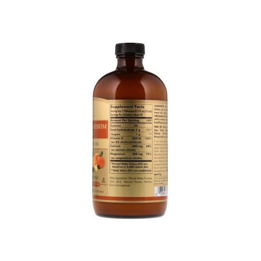 Мікроелемент Кальцій Solgar Liquid Calcium Magnesium Citrate with Vitamin D3 16 fl oz 473 ml Natural Orange Vanilla