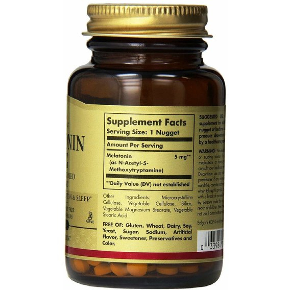 Мелатонін для сну Solgar Melatonin 5 mg 30 Nuggets