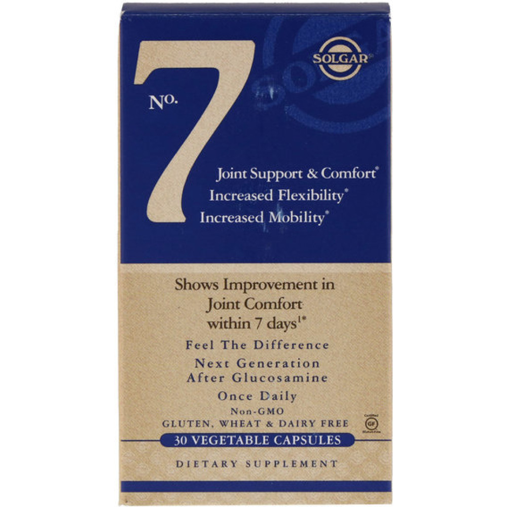 Комплекс для суглобів Solgar No 7, Joint Support & Comfort 30 Veg Caps SOL-50497